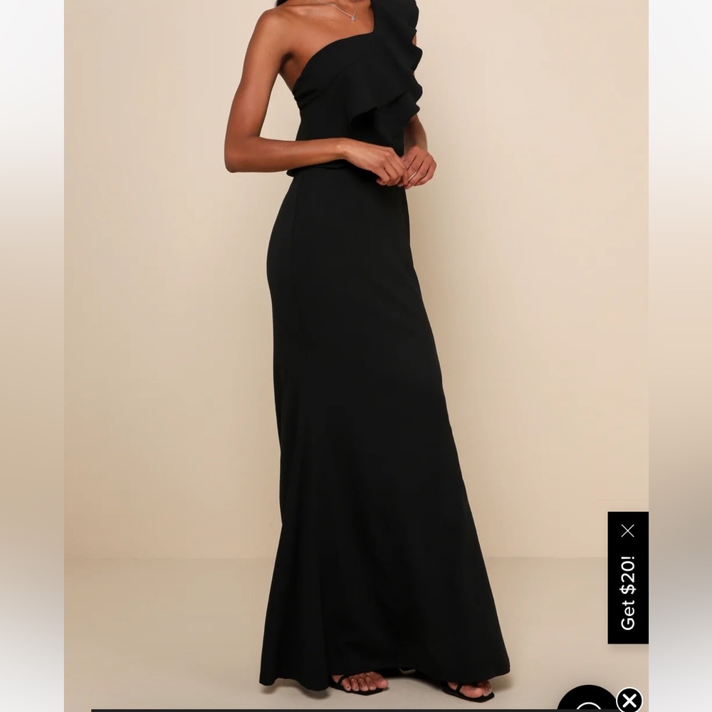 Lulus Grand Beauty Black Ruffled One-Shoulder Mermaid Maxi Dress - Picture 4 of 6
